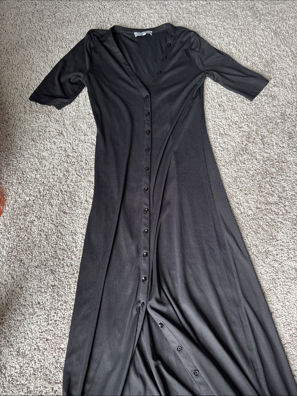 L'Academie Black Button-Front Maxi Dress